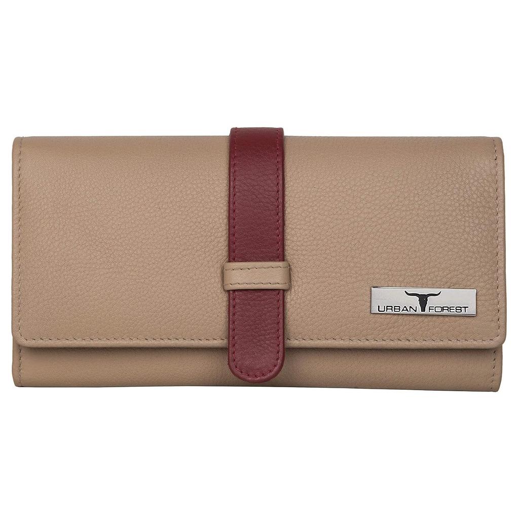 Danny Beige/Red Leather Wallet for Women