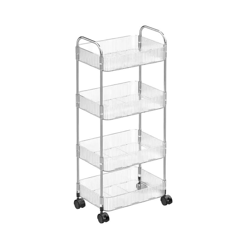 Compact Transparent Acrylic Floor-Standing Storage Rack for Kitchen, Living Room, or Bedroom - Multi-Layer for Cosmetics or Snacks