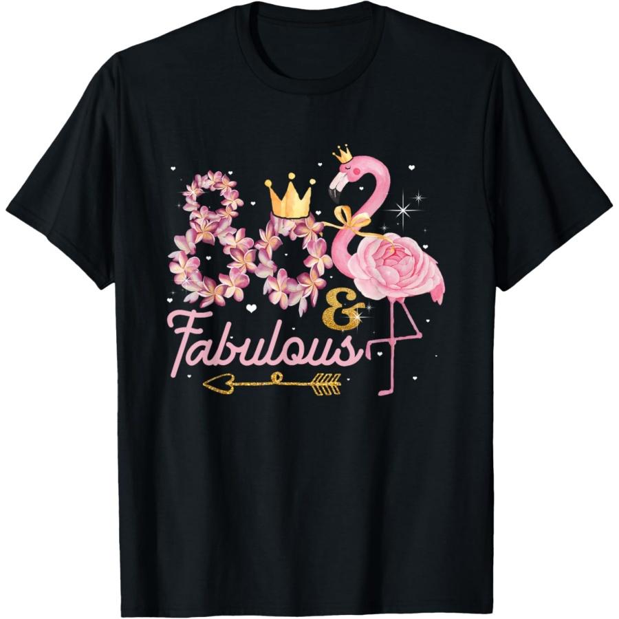 80 And Fabulous Flamingo 80th Birthday 1942 T-Shirt XXXXXL чёрный
