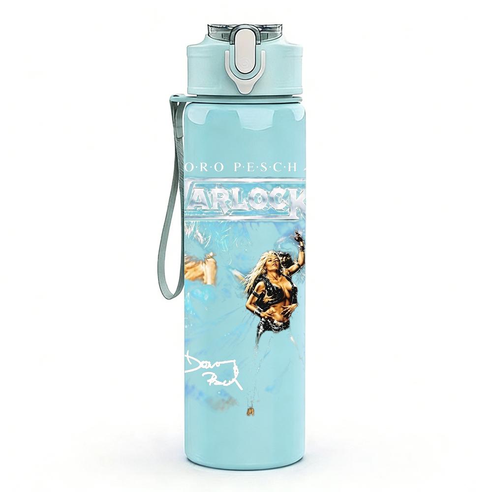 1PC Snow mountain frozen landscape print 750ml colorful plastic sports water bottle leakproof pop up lid with straw for outdoor work home use
