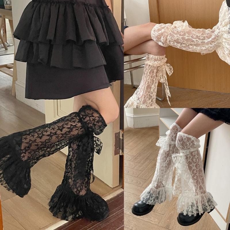 Japanese Style Leg Warmers for Women Cute Star Leg Warmers 80s Party Dance Legwarmers Fashion Lace Trim Long Leg Socks