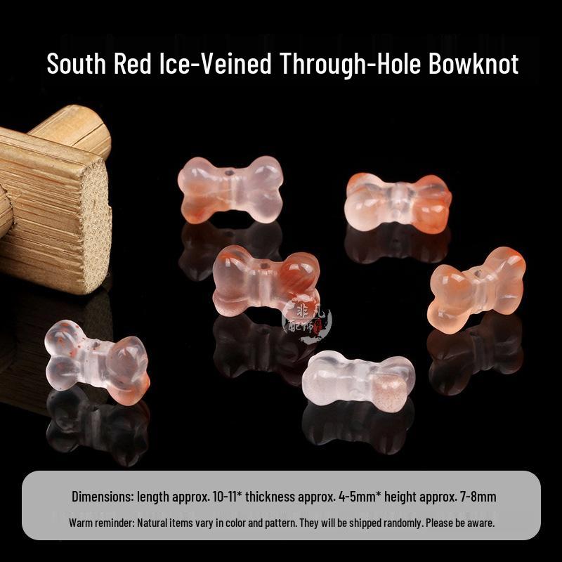 Natural NanHong Agate Red Bow Knot Beads for DIY Buddhist Bracelets and Necklaces