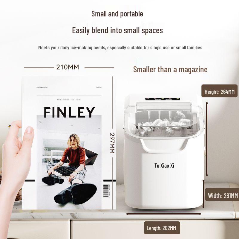 Compact Low-Power Portable Ice Cube Maker for Home or Dorm