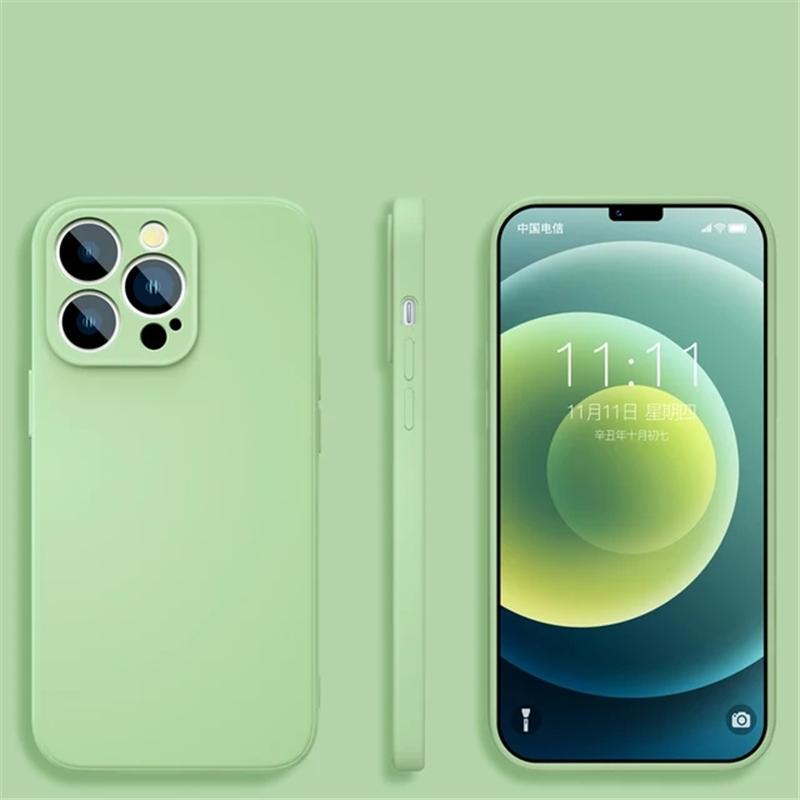 Capa de telefone de silicone líquido quadrado luxuoso TPU macio para iPhone 15 14 13 12 11 Pro Max X XR XS Max 7 8 14 15 Plus Proteção total TPU Capa traseira