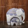 Blue and White Trunk-Up Elephant Sculpture -Prosperity and Good Luck Charm, Ldeal Home Décor & Universal Gift