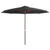 VidaXL Outdoor Parasol with Wooden Pole, Patio Sunshade, Sun Shelter, Beach Parasol Garden Terrace Balcony, 44529