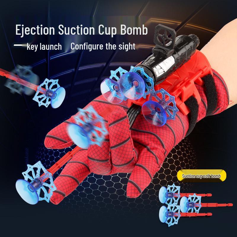 Spider Hero Wrist Launcher: Suction Cup Web-Shooter Toy with Sticky Wall Soft Bullet