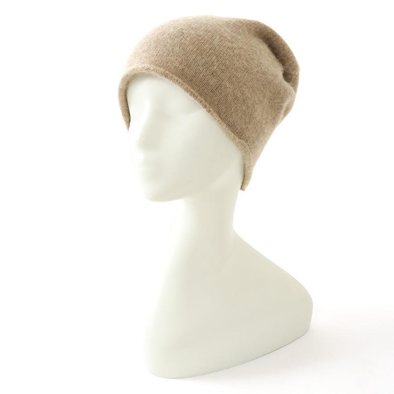Weiche und klebrige Kaschmir-Mütze für Herbst und Winter, Unisex, einfarbig, warm, ohrenschützend, Wollmütze, einfache gestrickte Freizeitkappe