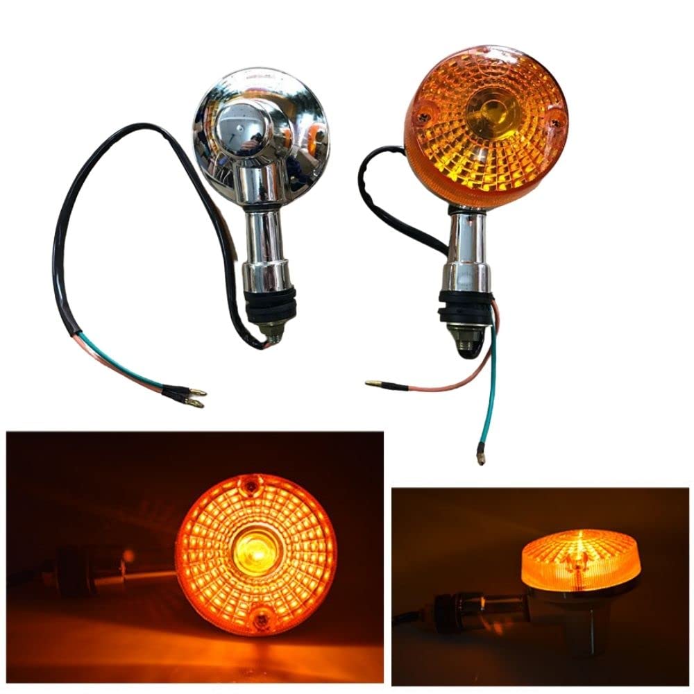 One+lifestyle Motorcycle Turn Signals, Large Turn Signals, Set of 4, Universal GS, Old Car, Cafe Racer, European (Orange)