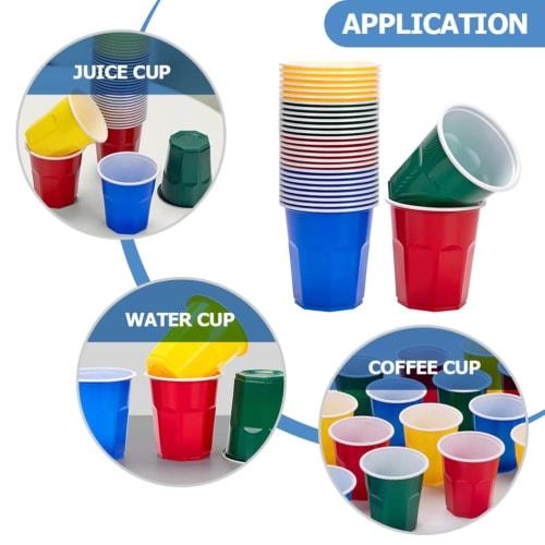 OUNONA Disposable Cups, Heat-Resistant, Colored Plastic Drinking Cups, 250ml, Double-Walled, Simple Design, Suitable for Kindergarten and Daycare, 100