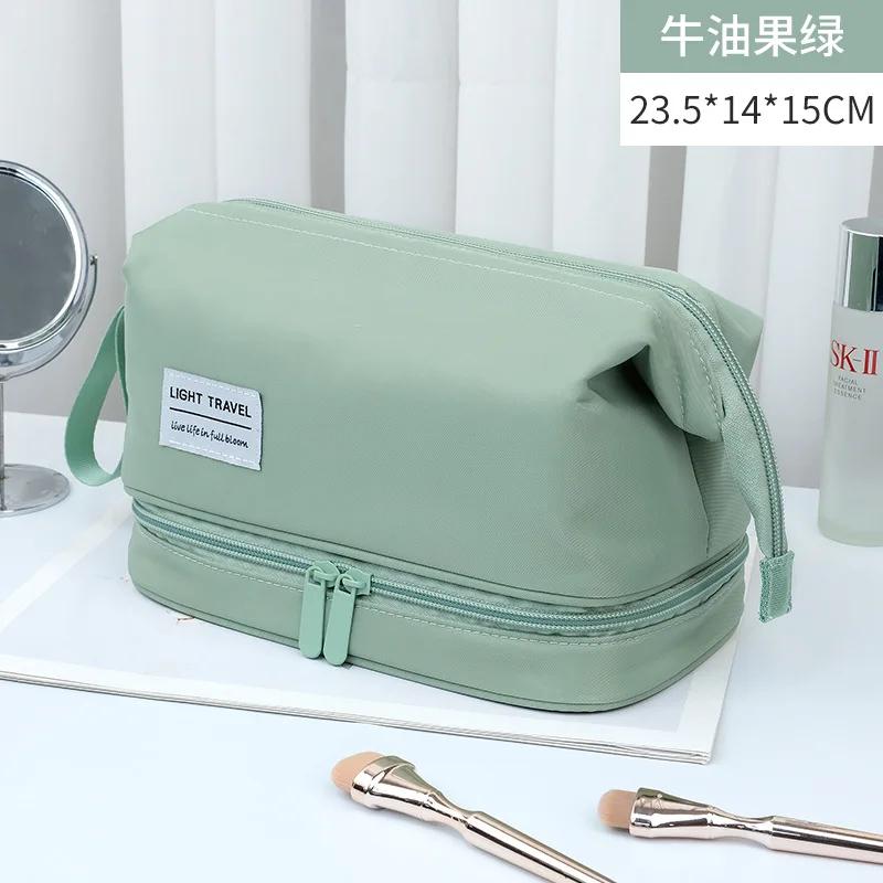 Travel Portable Cosmetic Brush Bag Large Capacity Double Layer Waterproof Makeup Pouch Women Storage Bag Toiletries Organizer
