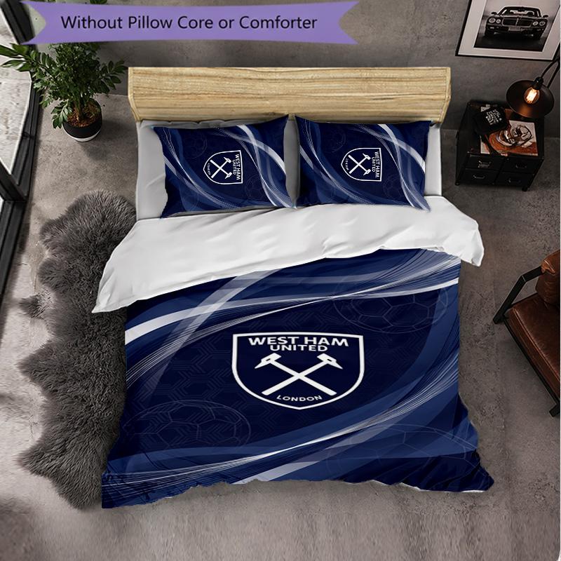West Ham United Calcio Set Biancheria da Letto 3 Pezzi Morbido Set Copripiumino con Federe Set Decorazione Camera da Letto per la Casa
