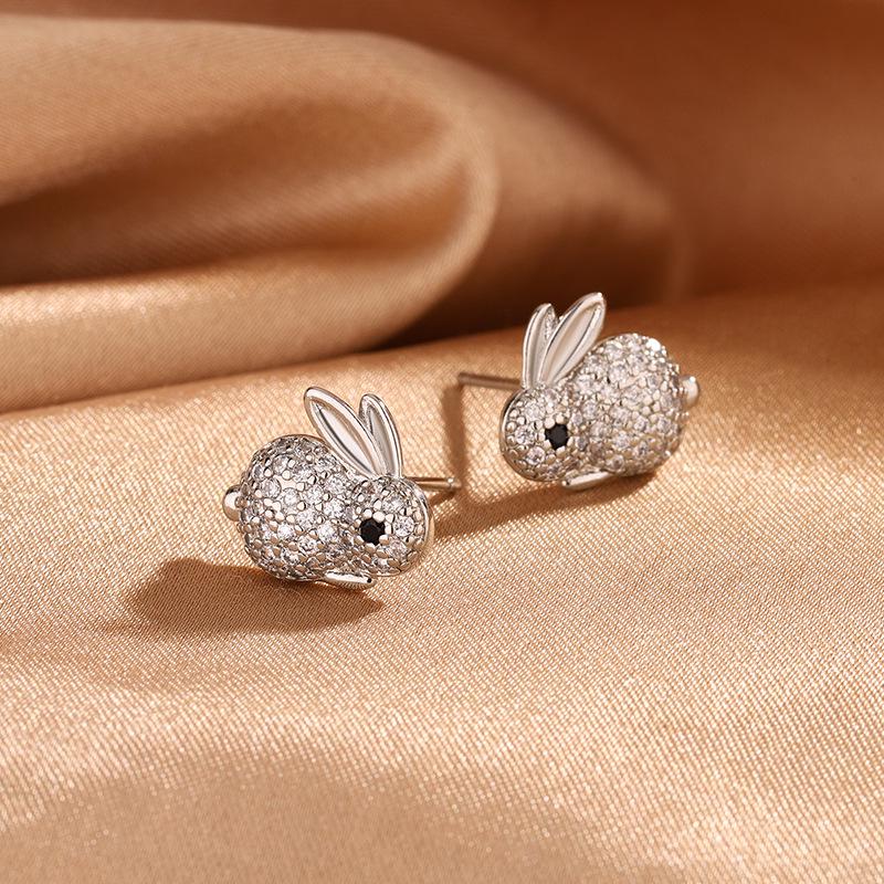 Chic Diamond Bunny Stud Earrings for Women