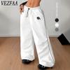 Women's Fashion Casual Solid Color Print High Waist Trousers Pants & Capris