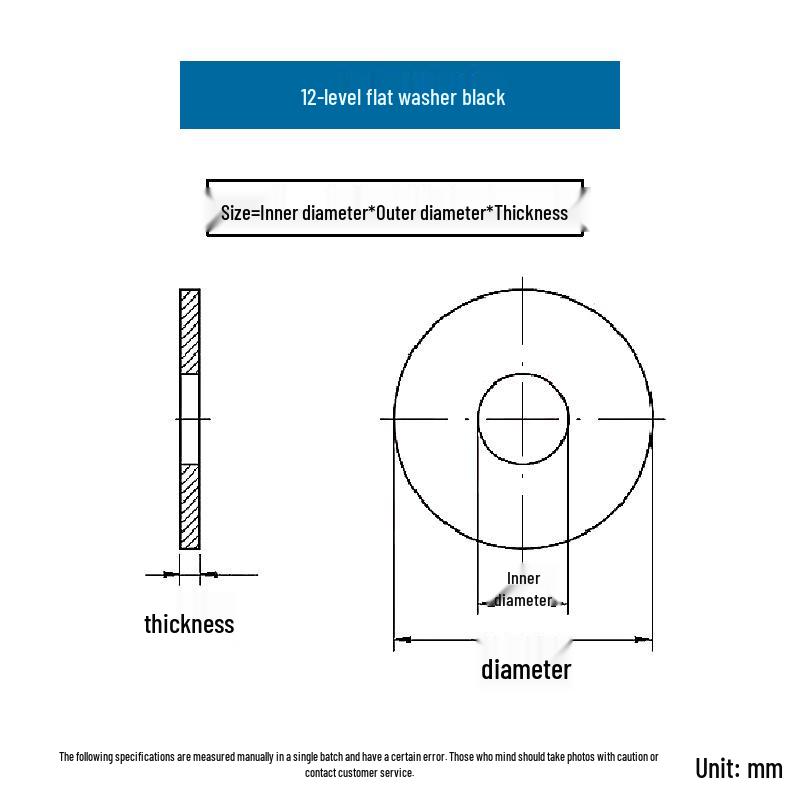 High-Strength Class 12.9 Flat Washer - Thickened & Widened, Sizes M6-M42