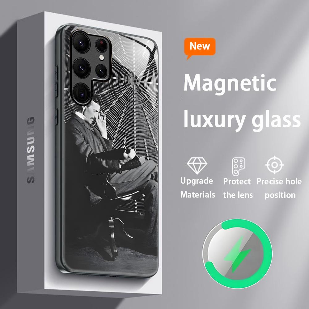 Fashion Art Nikola Tesla Cool Phone Case For Samsung S26 S25 S24 S23 S22 S21 S20 Plus Ultra Glass Magnetic Case