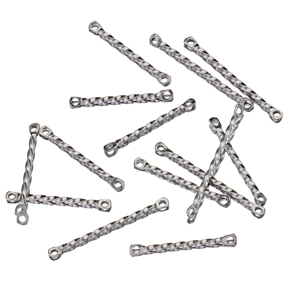 20pcs Stainless Steel Double Hole Twisted Column Rods Gold Plated Charm Pendant Connectors for Earrings Jewelry Making Wholesale