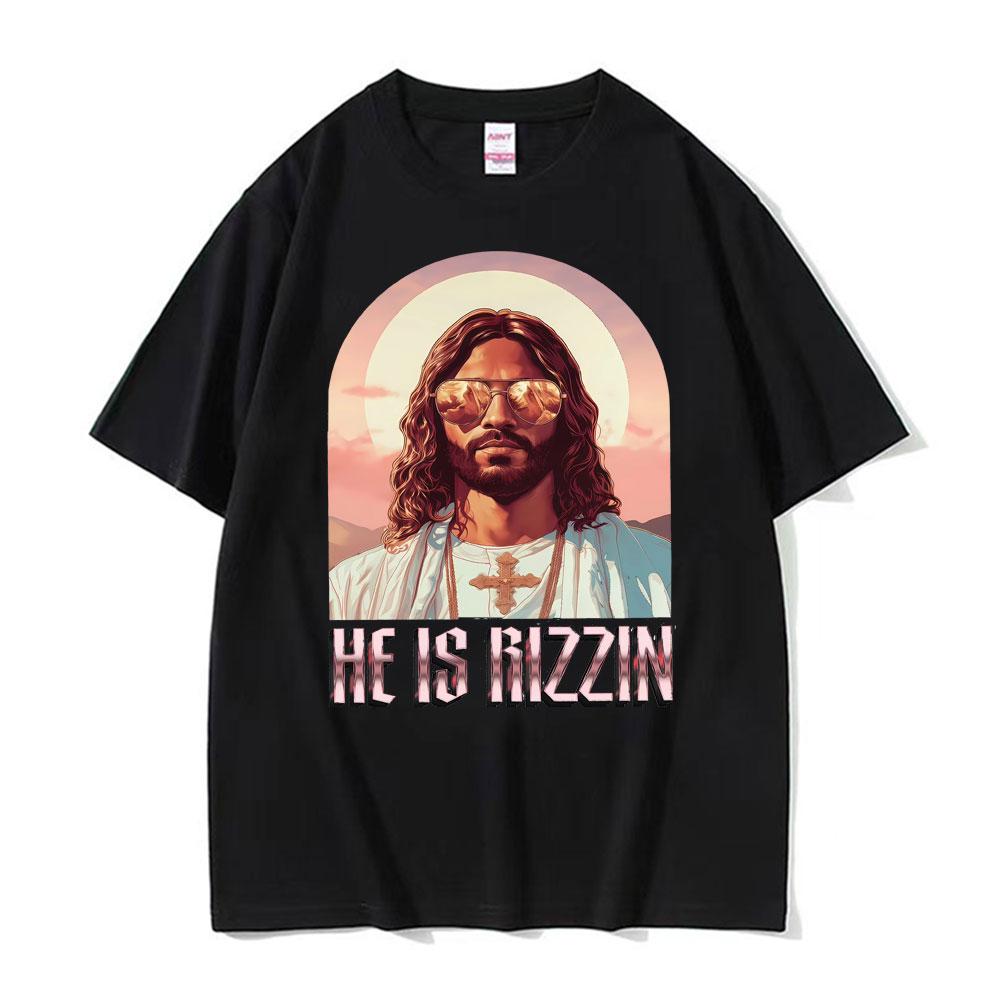 He Ls Rizzin Ježíš Rap Velikonoční Ježíš Tričko Pánské Oblečení Hip Hop Humor Styl Tričko Topy Unisex Pohodlí 100% Bavlna Trička