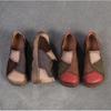 Johnature Retro Mixed Colors Soft Soled Flats Genuine Leather Comfortable Round Toe Women's Slip-on Shoes