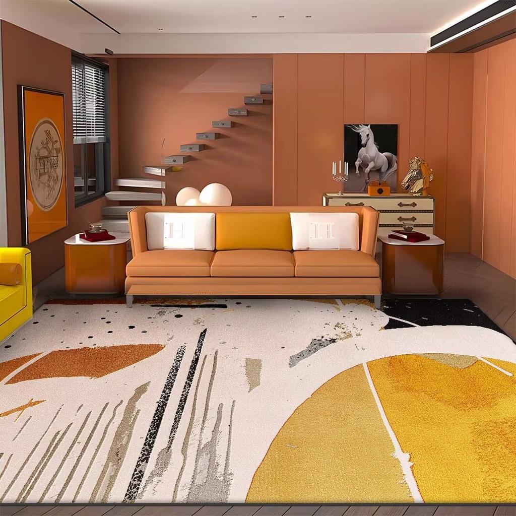Moderner Leichter Luxus Einfacher Teppich Wohnzimmer Dekoration Abstrakter Teppich Große Fläche Schlafzimmer Lounge Teppiche Rutschfeste Bodenmatte Waschbar