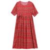 Casual Summer Women's Dresses  Plus Size Half Sleeve Vintage Print Long Dress Female