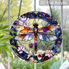 Acrylic Dragonfly & Flower Suncatcher Stained Glass Effect Window Hanging Ornament Insect Themed Gift for Home