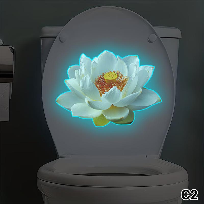 Glow-In-The-Dark Toilet Sticker Lotus Wall Sticker Self-Adhesive Removable Sticker Bathroom Decal Car Sticker Home Decor