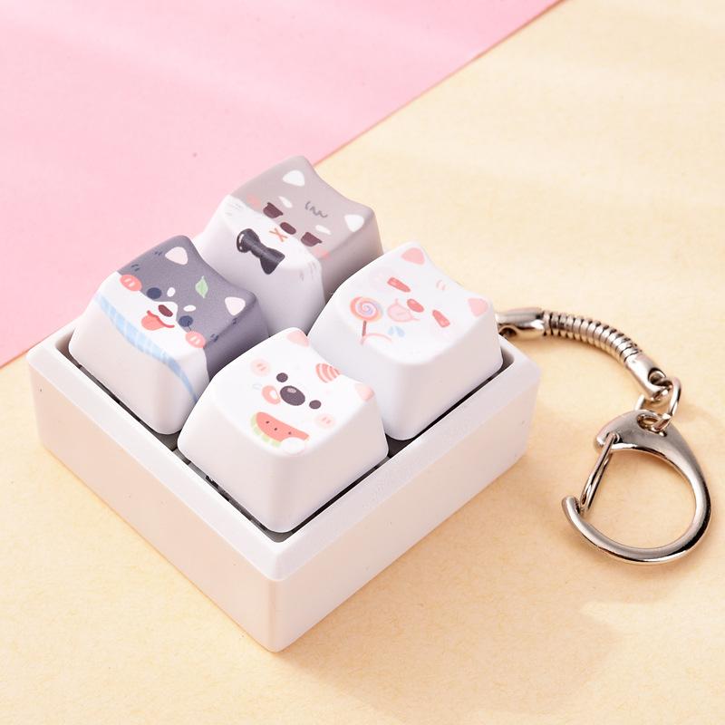 Cute Dog Squeeze Keychain Creative Stress Relief Fidget Pendant Mini Sensory Toy for Handbags Kids Party Gifts