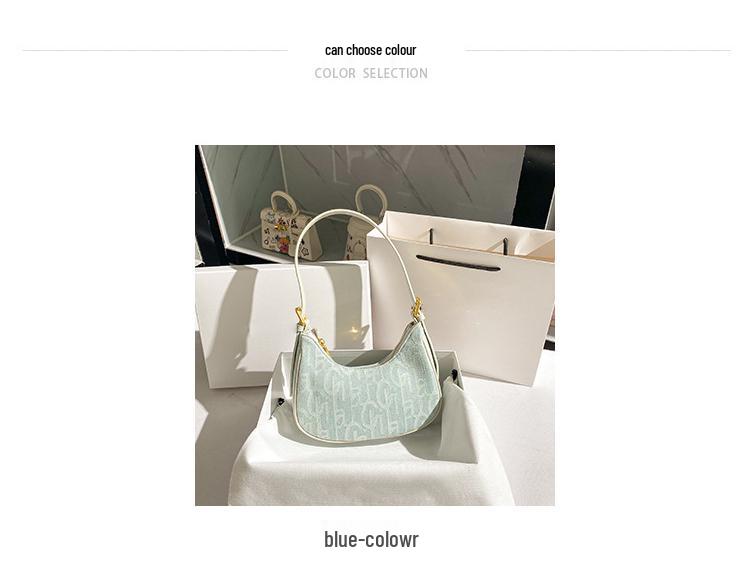 Korean Style PU Denim Women's Underarm Baguette Shoulder Bag - 2021 New Niche Dumpling Design