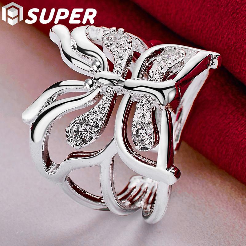 925 Sterling Silver Butterfly AAA Zircon Ring Jewelry