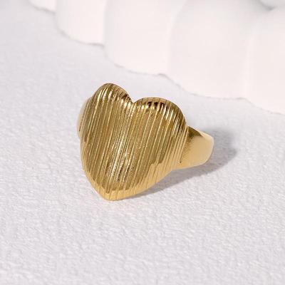 **Eleganter, verstellbarer Herzring, 18 Karat vergoldet - Edelstahl**