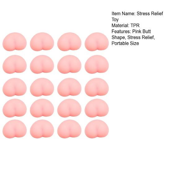 20Pcs Mini Pink Butt Squeeze Toy Stress Relief Soft Stretchy Small Ass Sensory Toy Anti-collision Pad DIY Decorative Relaxation Fidget