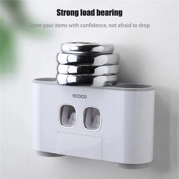 Toothbrush Holder Wall Mounted Automatic Toothpaste Dispenser Magnetic Toothpaste Squeezer Whit 4 Cup