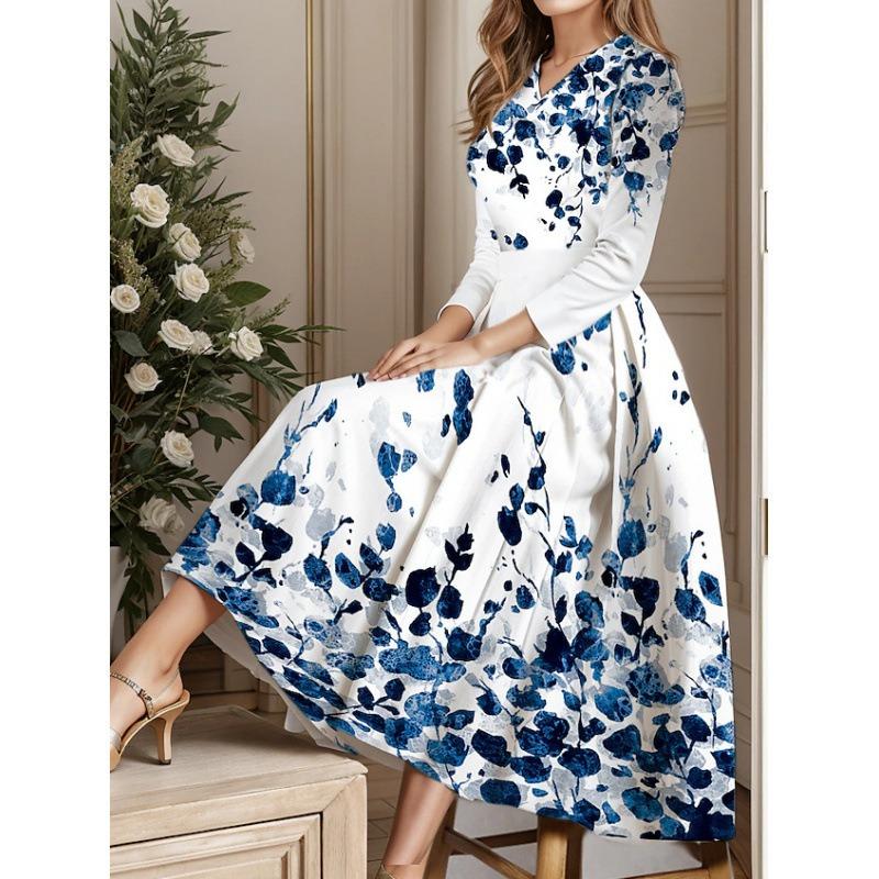 QICED Moda Feminina Outono Inverno Manga Longa Gola Redonda Vestidos Casuais Casuais Chiques