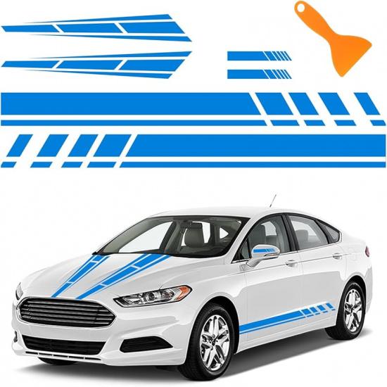 6PCS Racing Stripes For Cars - 2PCS Car Hood Decal + 2 Car Side Decals + 2 Car Mirror Stickers,Water-Resistant Stylish Car Decal Exterior CCar