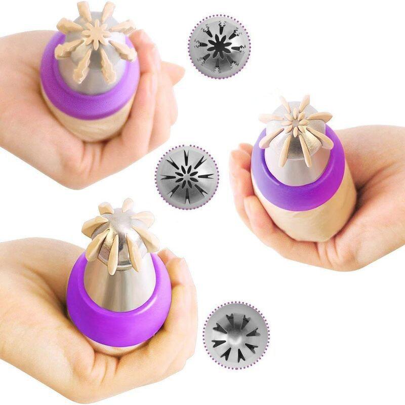 3-Piece Stainless Steel Torch Tip Set Cake Decorating Piping Nozzles Ball-Shaped Icing Tips