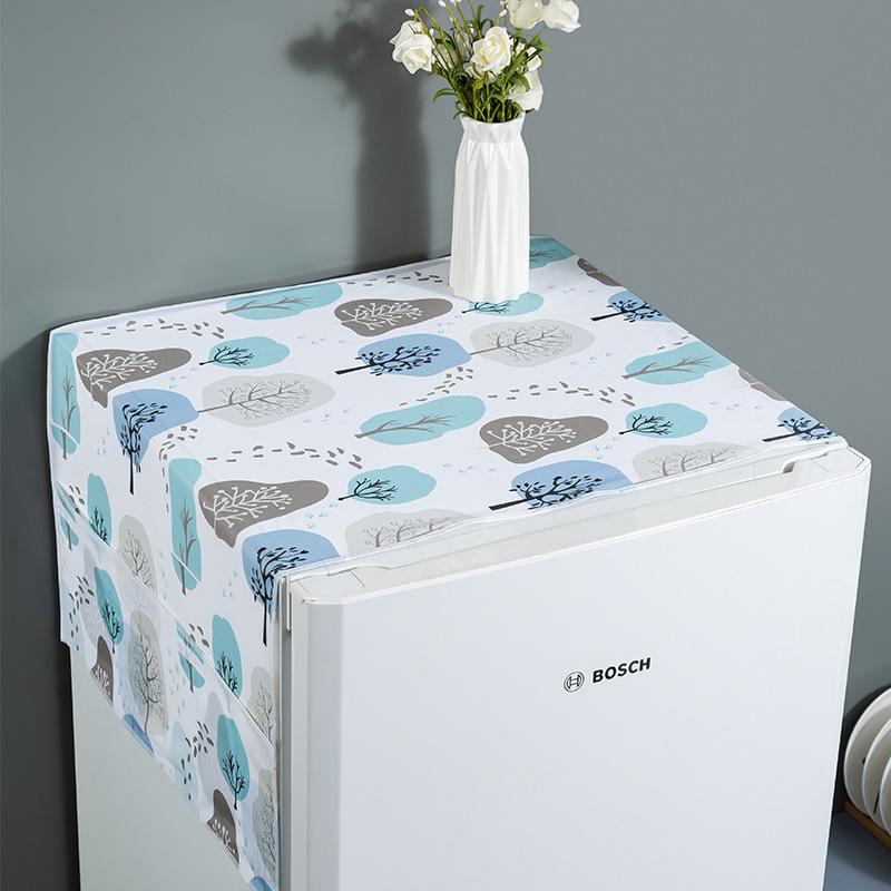 PEVA Kühlschrank Staubdichtes Tuch Heimdekorativ Cartoon-Druck Haushaltsgerät Staubschutz Mikrowellenabdeckung Handtuch