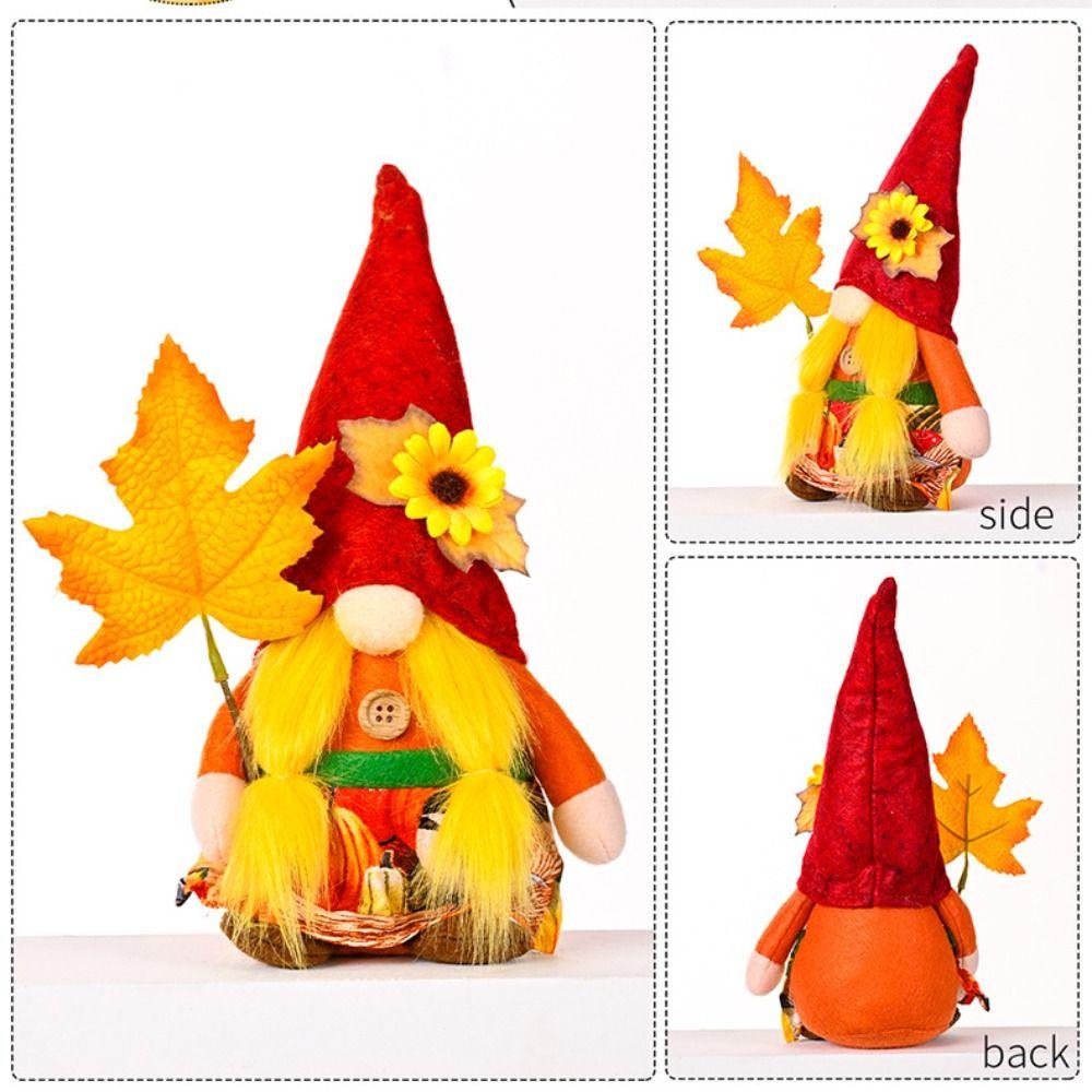Cute Maple Leaf Rudolf Doll Ornament Creative Faceless Doll Ornament  Thanksgiving