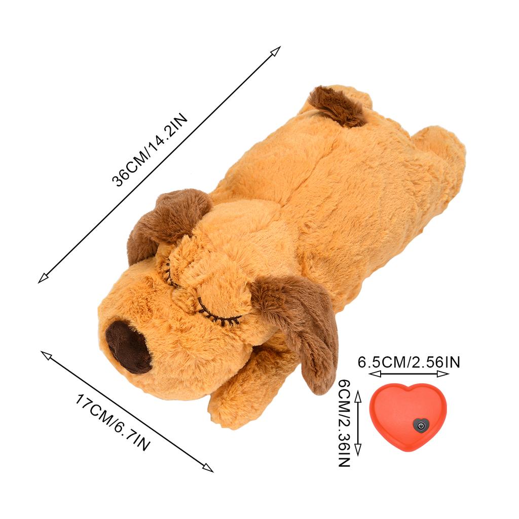 Plüsch-Spielzeug mit Herzschlag für Verhaltenstraining bei Welpen, Plüsch-Kuscheltier, Angstlinderung, Einschlafhilfe, Puppe, langlebiges Kauspielzeug für Hunde