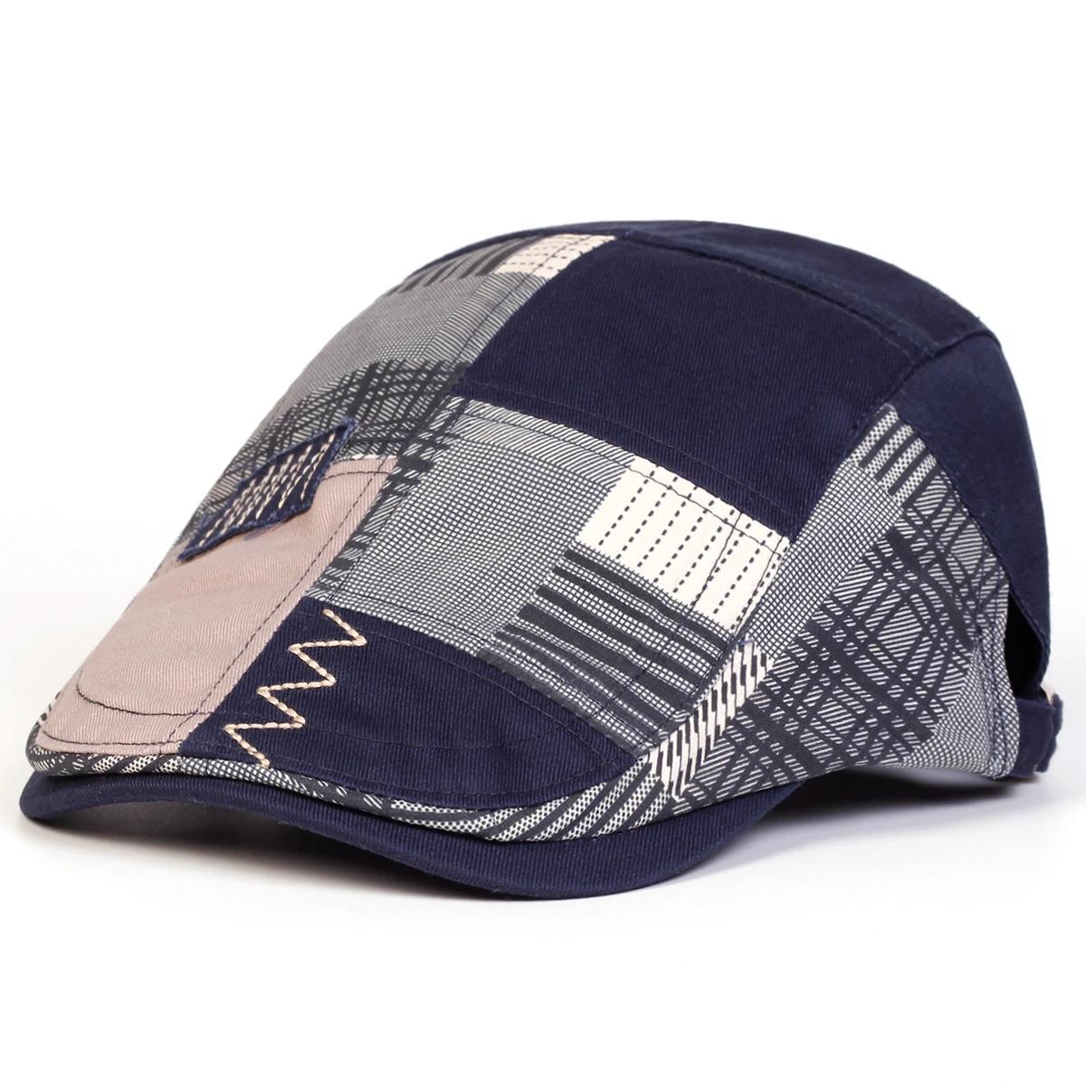 

Unisex Colorful Fabric Splicing Newsboy Caps British Painters Hats Spring Autumn Octagonal Cap Hip Hop Berets Hat