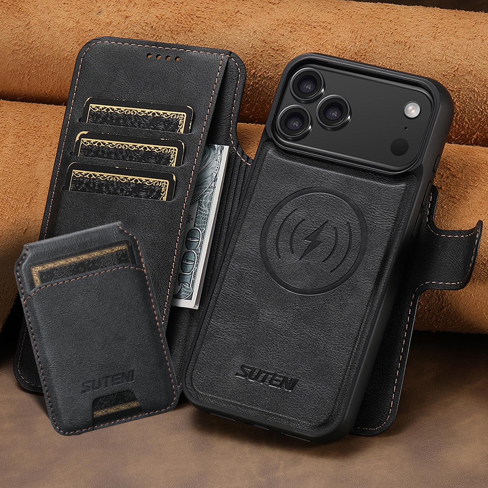 

Чехол-книжка для iPhone17Pro с отделением для карт и подставкой для беспроводной зарядки Samsung S26 Ultra чёрный