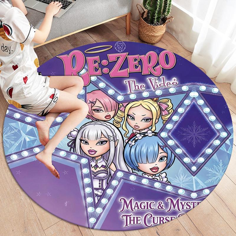 Re Zero Round Area Rug Carpet Rug For Living Room Bedroom Sofa Playroom Decor Nonslip Floor Mat