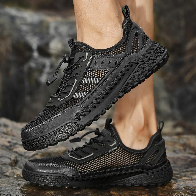 Fashion Anti-collision Toe Male Treking Footwear Classic Casual Summer Shoes Men's Breathable Mesh Shoes Summer Outdoor Walking Sneakers