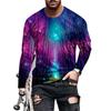 Fashionable 3D Printed Men's Casual Round Neck Long Sleeved T-shirt