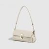Fashion Chain Metal Lock Handbag Women White Soft Leather Large Capacity Shoulder Bag Ladies Luxury Design Simple Crossbody Bags
