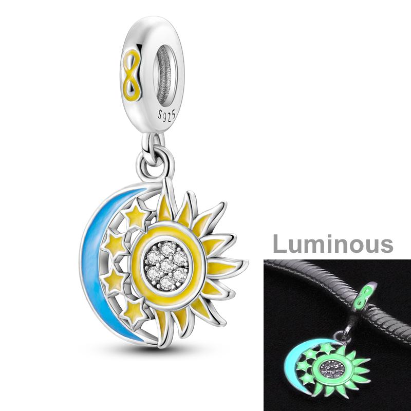 Fit Original Bangle Bracelet Copper Moon Series Charms Beads Inlaid Zirconium Luna Cat Dangle Pendants Diy Jewelry