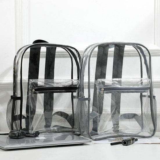 Women Backpack Double Shoulder Straps Waterproof Large Capacity See Through Wear-resistant Storage Anti-scratch PVC Transparent Backpack Travel Supply