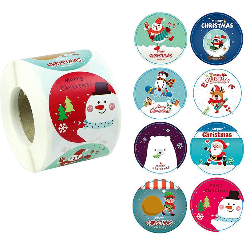 Christmas Stickers  1 Roll 500 Posts  Happy Faces Xmas Kids Stickers Decals For Toys Gifts Crafts Decorations
