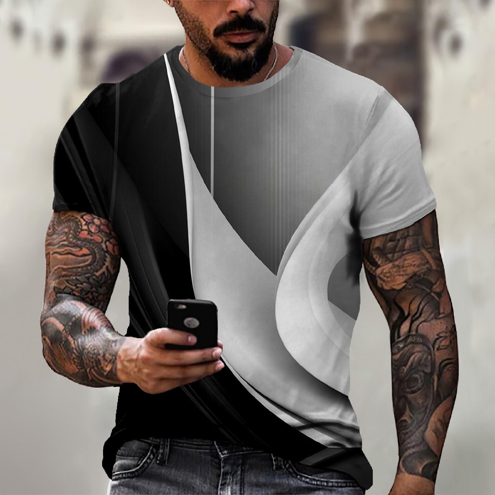 

Мужская футболка с коротким рукавом и принтом, летняя круглая шея, трендовая повседневная толстовка XL чёрный