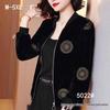 Golden Velvet Women's Slim Fit Baseball Jacket – Korean Style Autumn/Winter Fashion.